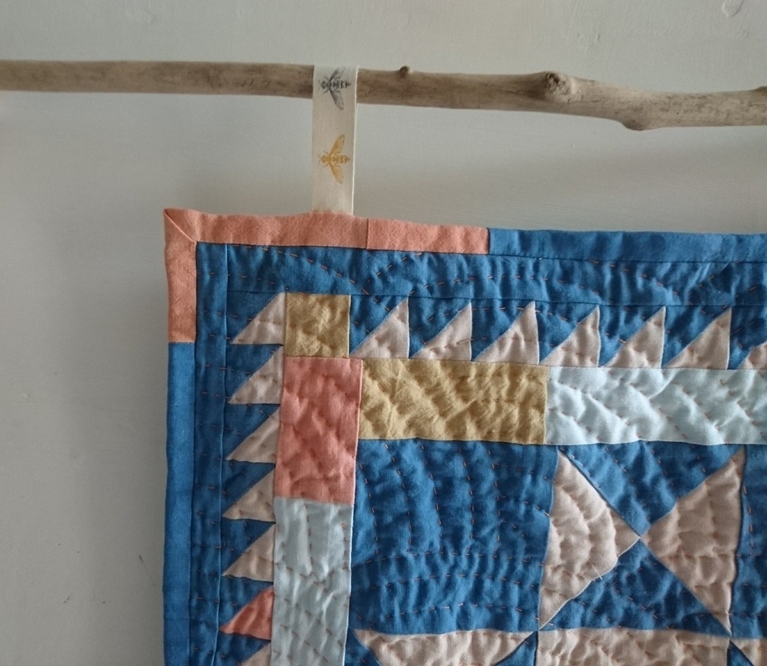 detail of naturally dyed linen mini quilt